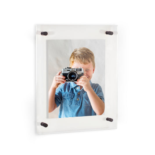 ArtToFrames 12x16 inch Floating Acrylic Frame (Full Size 16x20) Double Panel Picture Frame with Black Standoff Hardware, 1 Piece