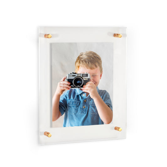 ArtToFrames 12x16 inch Floating Acrylic Frame (Full Size 16x20) Double Panel Picture Frame with Gold Standoff Hardware, 1 Piece