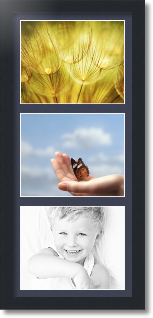 ArtToFrames Collage Photo Picture Frame with 3 - 8x10" Openings, Framed in Black with a Blue Jay Mat (CDM-3926-1052)