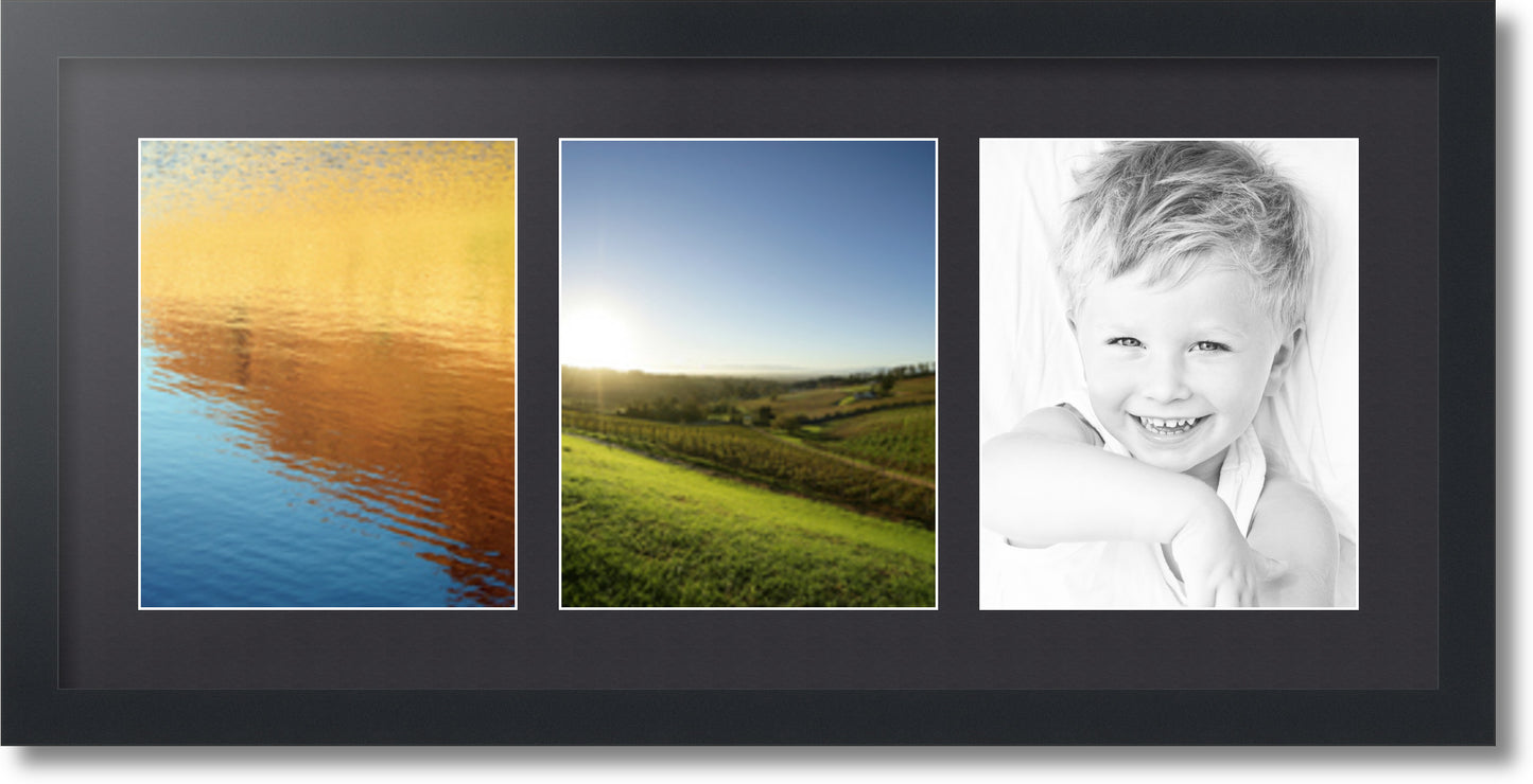 ArtToFrames Collage Photo Picture Frame with 3 - 8x10" Openings, Framed in Black with a Black Mat (CDM-3926-1052)